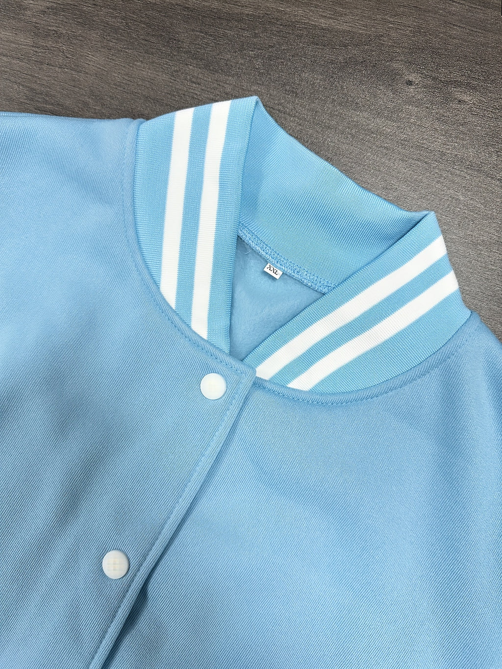 Women'S Fleece Baseball Jacket with Street-Style Letter A Print, Featuring Snap Buttons, Perfect for Casual Outdoor Sports in Autumn And Winter, Suitable for Everyday Wear - Light Blue