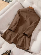 2026 New Premium Solid Color Single-Button Suit Jacket, Elegant 3/4 Sleeve, Comfortable And Breathable Casual Outerwear, Elegant Style Suitable for Daily Spring Summer Autumn, All-Match Temperament Suit - Coffee Color
