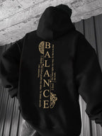 Casual Men'S Hoodie - Artistic Aesthetic Style Trendy Men'S Hooded Sweatshirt with Pockets, Creative Brain Heart Balance Letter Quote Print, Heavy Duty Structured Loose Fit, Suitable for Daily Casual Outings, Camping, Outdoor Fitness - Black