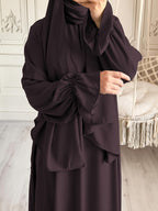 1pc Fashionable, Elegant and Casual One-piece Solid-colored Bellows Sleeve Suitable for Daily Wear. Loose and Comfortable Women's Abaya Robe.abayas for Women Muslim Kleider Damen Abaya for Women Stylish Khimar Ladies Abaya - Coffee Color