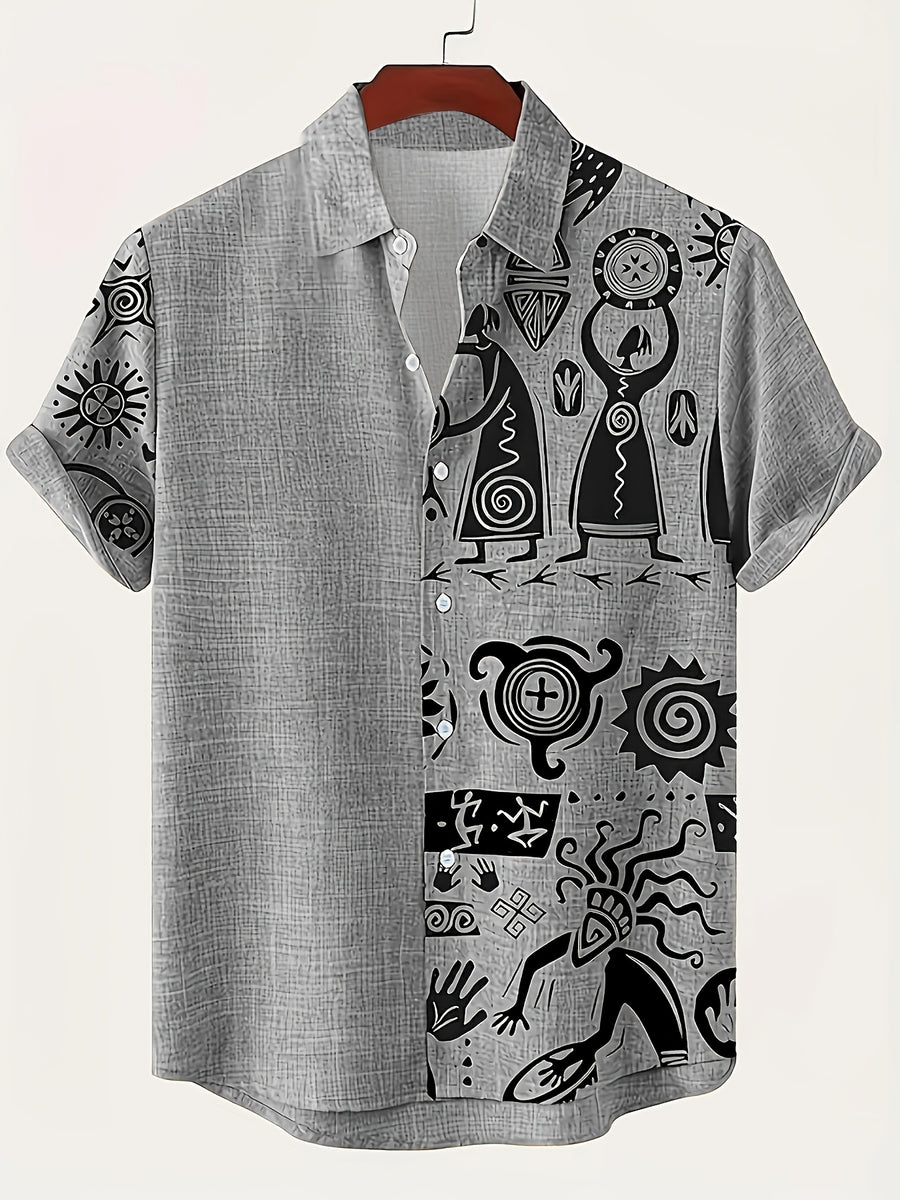 Men'S Classic Short-Sleeve Shirt with Lapel - Casual Button-Up Design for Summer Daily Wear, Vacation Destinations, And Outdoor Activities - Mixed Color 3