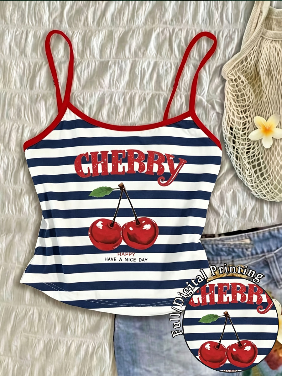 Women'S Tight Fruit Print Casual Camisole Tank Top, Summer Cami Top, Casual Vest, Vacation Vest, Casual Daily, Commute, Vacation Style, New Summer Styles - Mixed colors