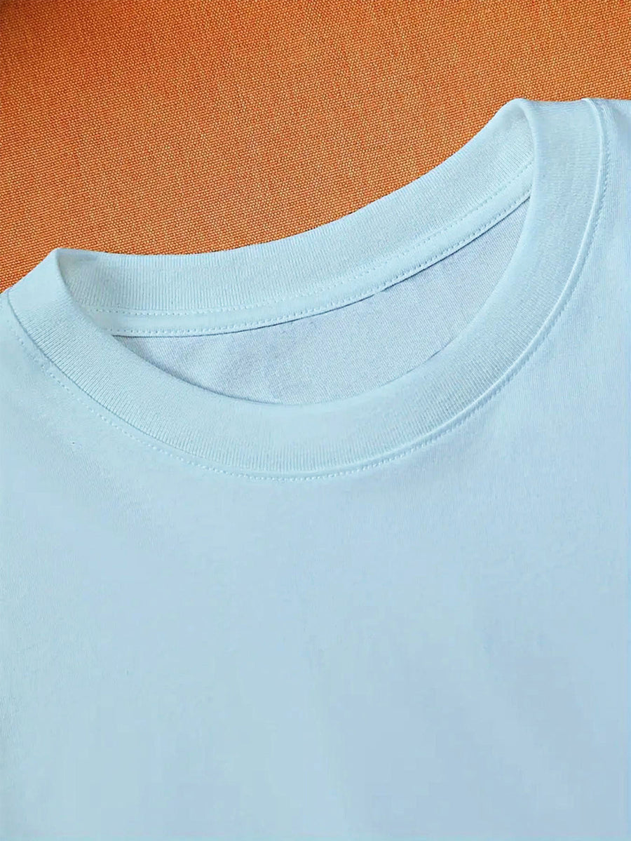 Warner Bros. Officially Licensed Classic Character Arms Open Embracing Print Men'S 100% T-Shirt, American Retro Casual Short Sleeve, Soft And Breathable, Suitable for Daily Use, Fitness, And Outdoor Activities in Summer - Light Blue