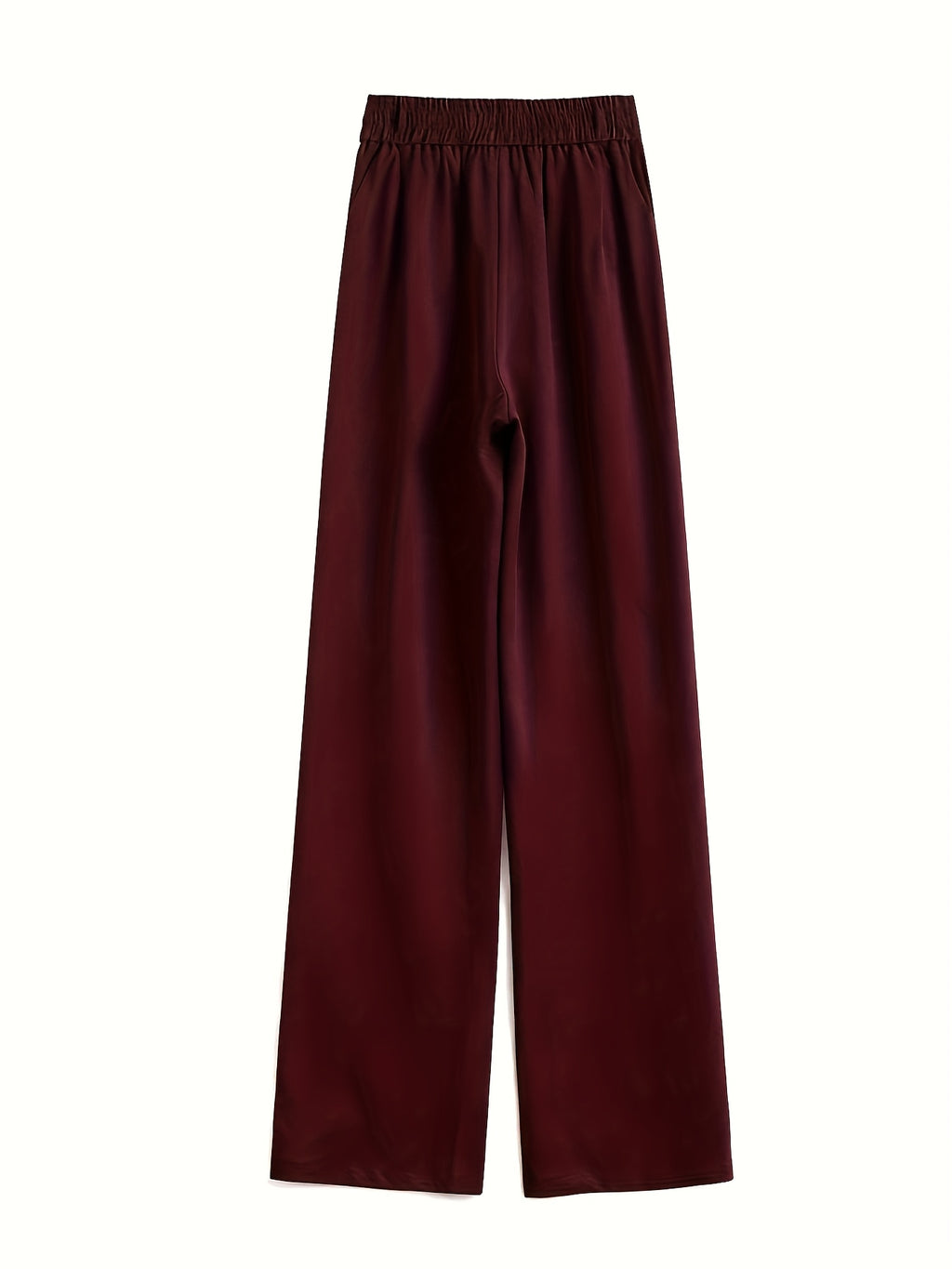 Ice Fiber Fabric Cool Touch Ultra-Thin Summer Women's Long Pants, 2026 Spring/Summer New Style Slim Fit Suit Pants, Trendy Women's Pants, Wide-Leg Loose Fit, Widened Cut, Loose Size, Suitable for Women's Summer Wide-Leg Pants, Draped Straight-Leg - Burgundy