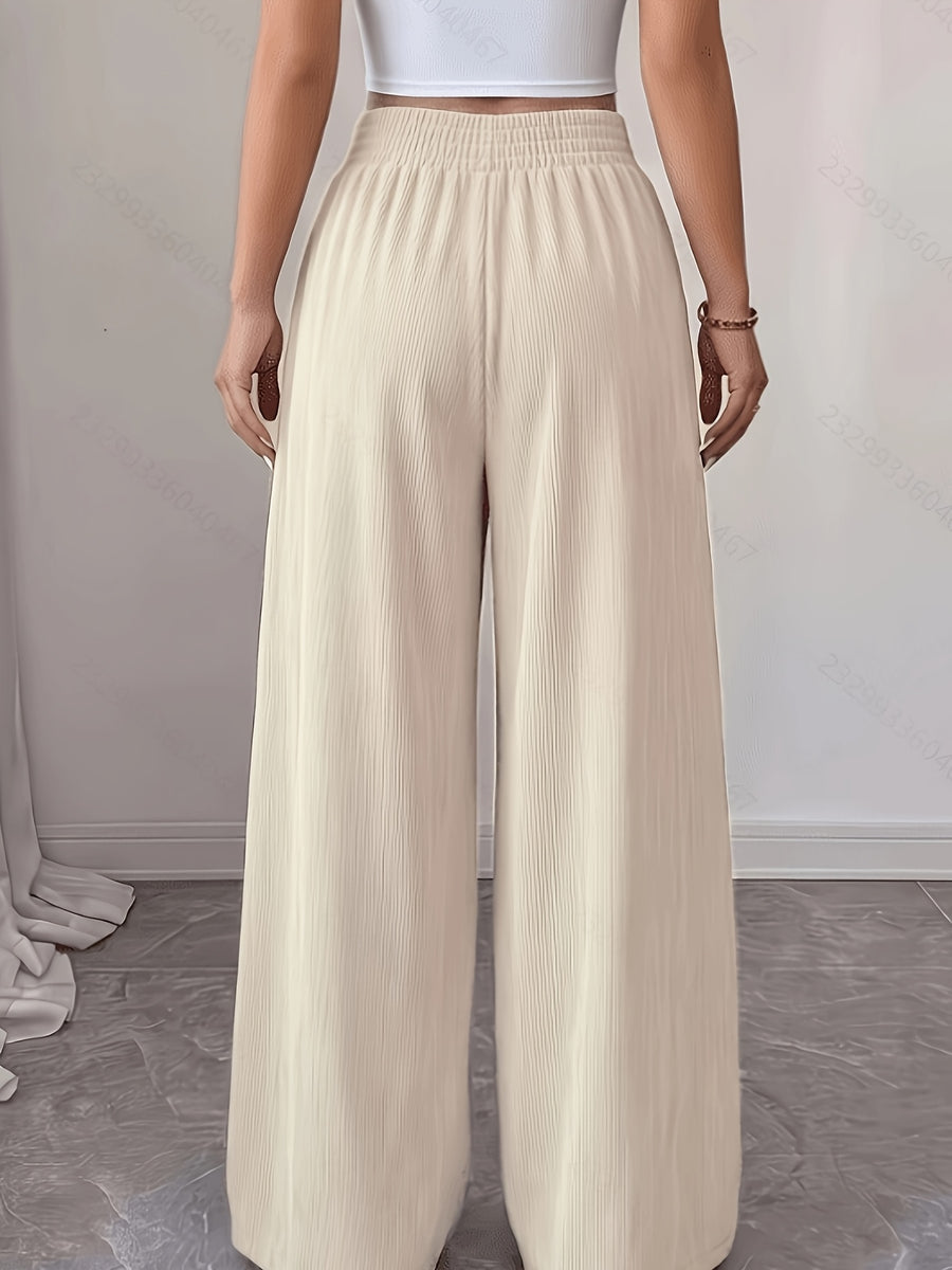 Women's Corduroy High-Waist Wide-Leg Pants - Off-white