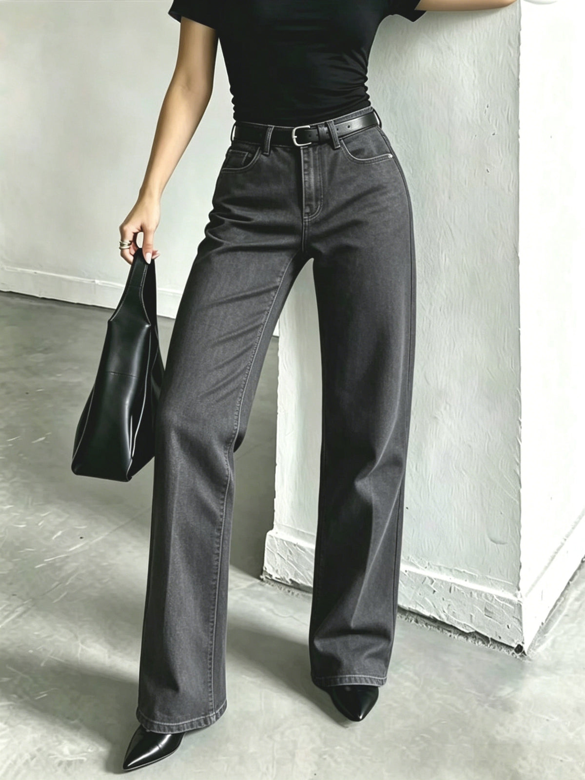 A10050# Simple and Stylish Jeans - Dark Gray