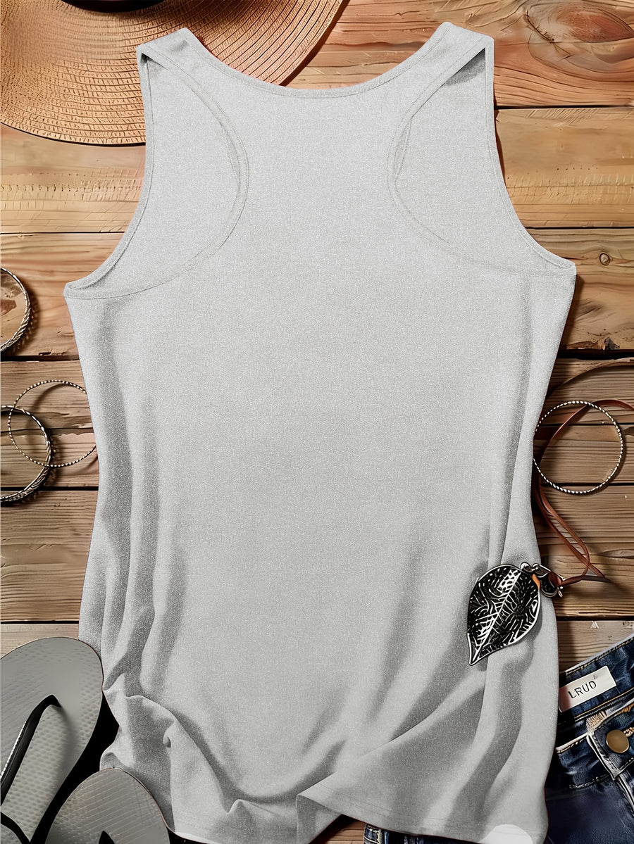 A Series of Arabic Numerals, a Comfortable And Casual Tank Top with a Full Print of The Letter '26', Suitable for Travel, Leisure, And Outdoor Street Scenes - Light Gray