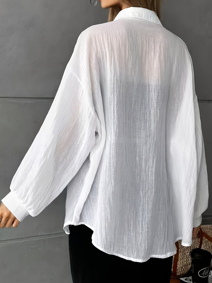 Beautiful Women'S Shirt, Elegant Solid Color Hot Style Outfit Summer Clothing - White