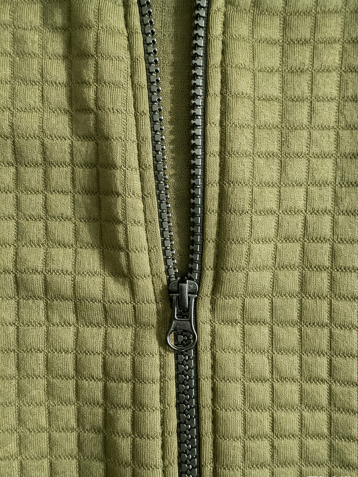 Men'S Hooded Knit Cardigan, Small Checkered Jacquard Zipper Hoodie, Knit Hooded Sweater, Comfortable And Warm, Essential for Autumn And Winter Outdoors, Suitable for Outings And Daily Home Wear - Olive Green