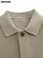CRRTMARO Men's Warm Collar Sweater - Solid Color Regular Fit Pullover, Casual Long Sleeve Sweater Suitable for Fall Winter Warmth, Versatile for Office & Casual Attire, Hand Washable Top - Grey