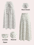 Women's Casual Floral Print Skirt with a Large Bow Design, Casual, Fashionable, and Versatile - Multicolor