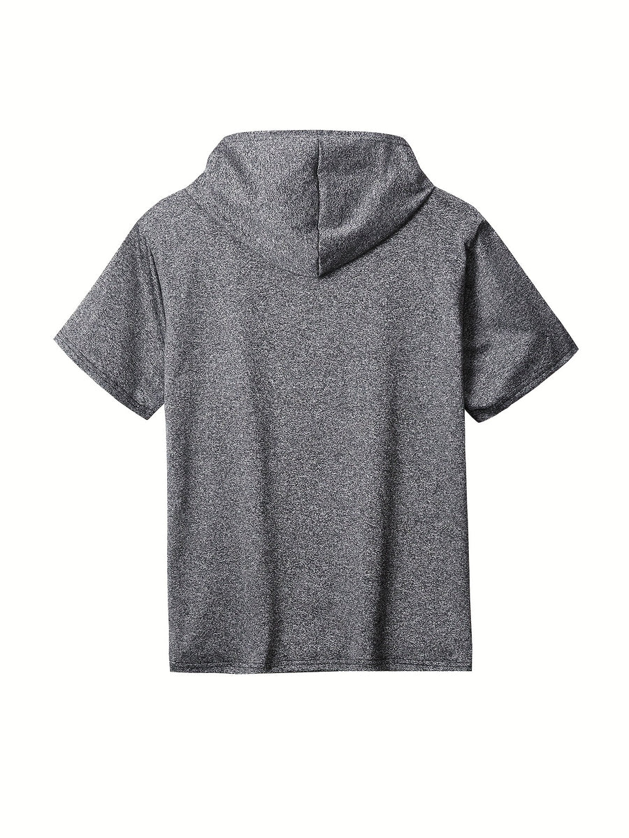 2pcs Men's Stylish Versatile Hooded Short-Sleeve T-Shirt with Kangaroo Pocket, Quick-Dry Breathable Casual Sportswear for Outdoor Fitness and Jogging - Mixed Color 2