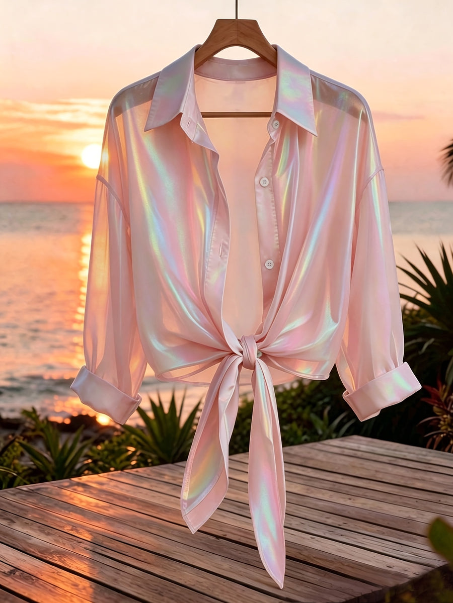 Women'S Popular Fashion Casual Blouse - Pink Color