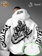 Official Warner Bros., Trendy Cool American Street Style DC Classic Character Themed Print Hoodie, American Street Style Unisex Long Sleeve Top, Suitable for Daily And Outdoor Activities, Ideal Warm Outerwear Choice for Autumn And Winter! - White