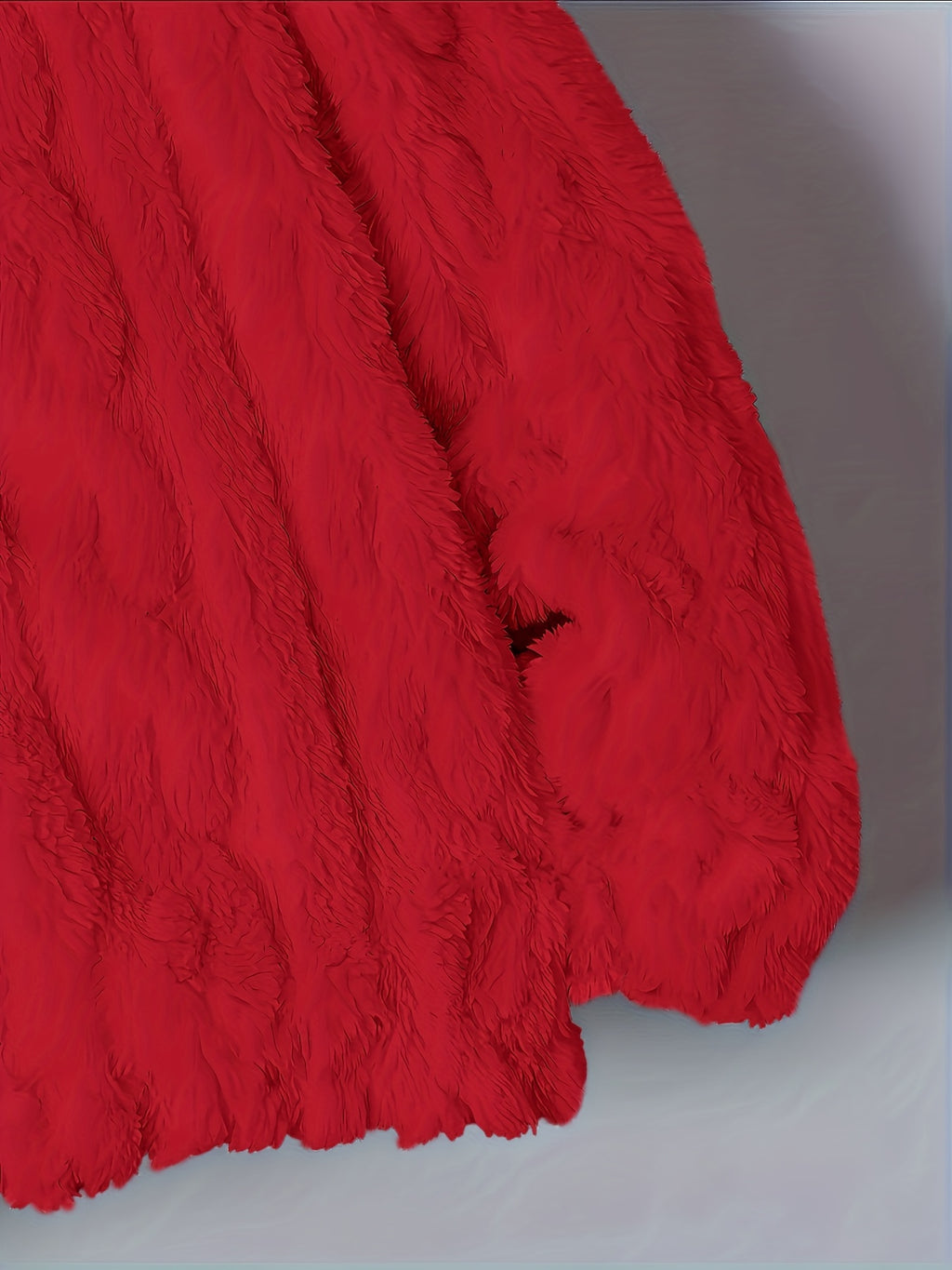 Plus Size - Autumn Winter Warm Thick Fleece Hooded Sweatshirt, Loose Casual Jacket, Coral Fleece Material, Plus Size Women'S Jacket/Winter Coat, Plus Size Women'S Outerwear, Elegant Women'S Shawl - Red