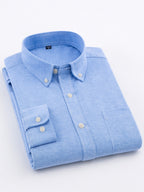 Three-pc Classic Men's Oxford Plain Color Shirts, Simple and Elegant Casual Long-Sleeve Shirts, Available in Multiple Colors for Easy Mix and Match - Blue+Black+Navy