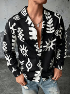 Casual Style Fashion Men'S Shirt, Print Long Sleeve Shirt, Comfortable Commute Top - Mixed Color 2