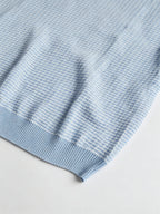 Men's Polo Collar Short Sleeve Waffle Knit Top, Solid Color Lightweight Breathable Casual Pullover - Light Blue
