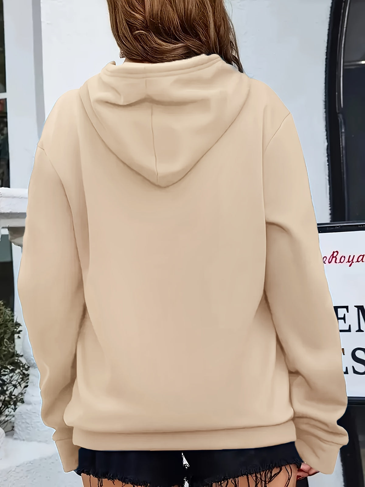 Fashion Hooded Sweatshirt For Women | Regular Fit, Heart Pattern, Drawstring Detail, Ideal For Fall/Winter - Apricot