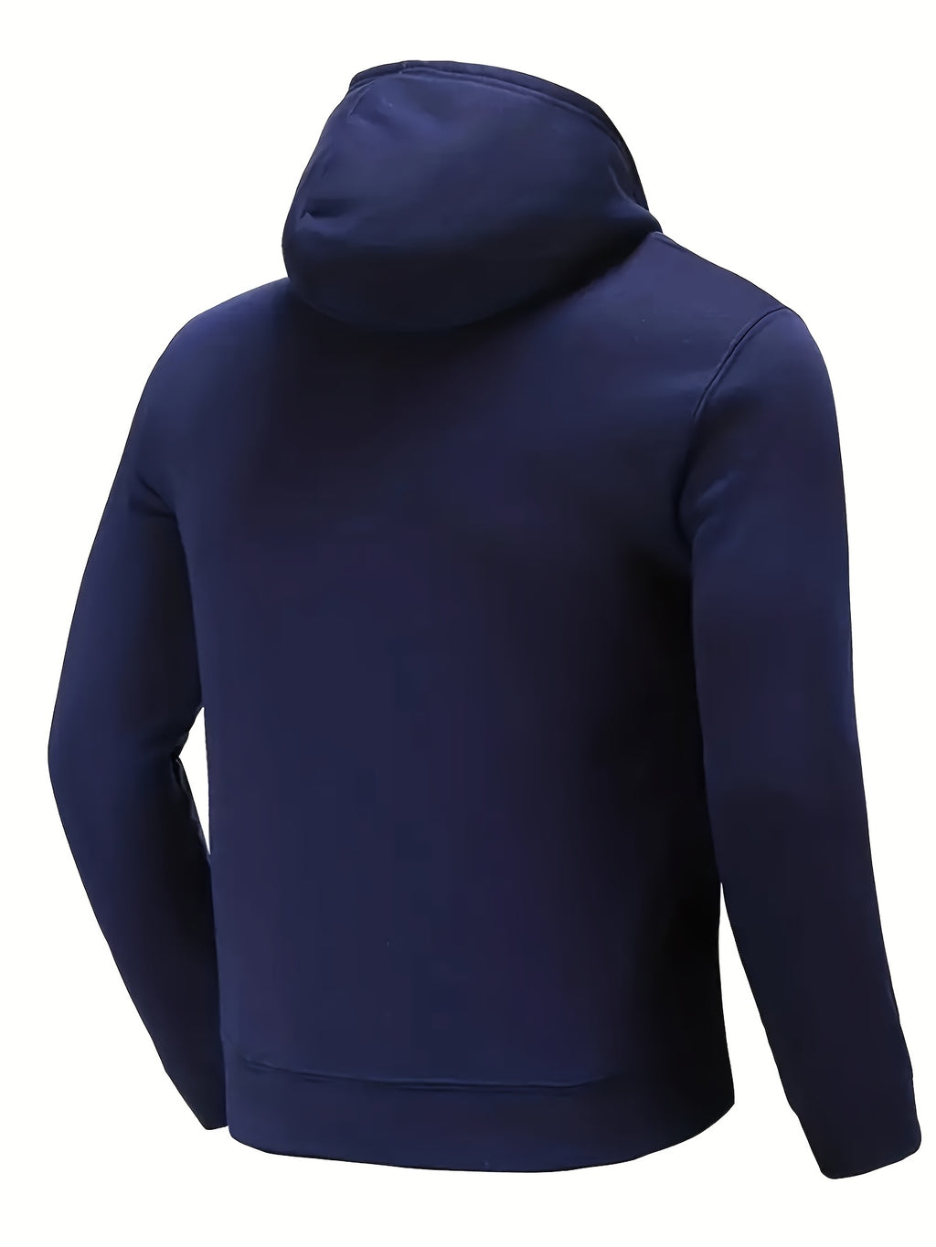 Solid Color Hooded Sweatshirt for Men, Sporty Casual Pullover, Solid Color Long-Sleeve Jacket, Simple and Versatile Warm Top - Navy Color