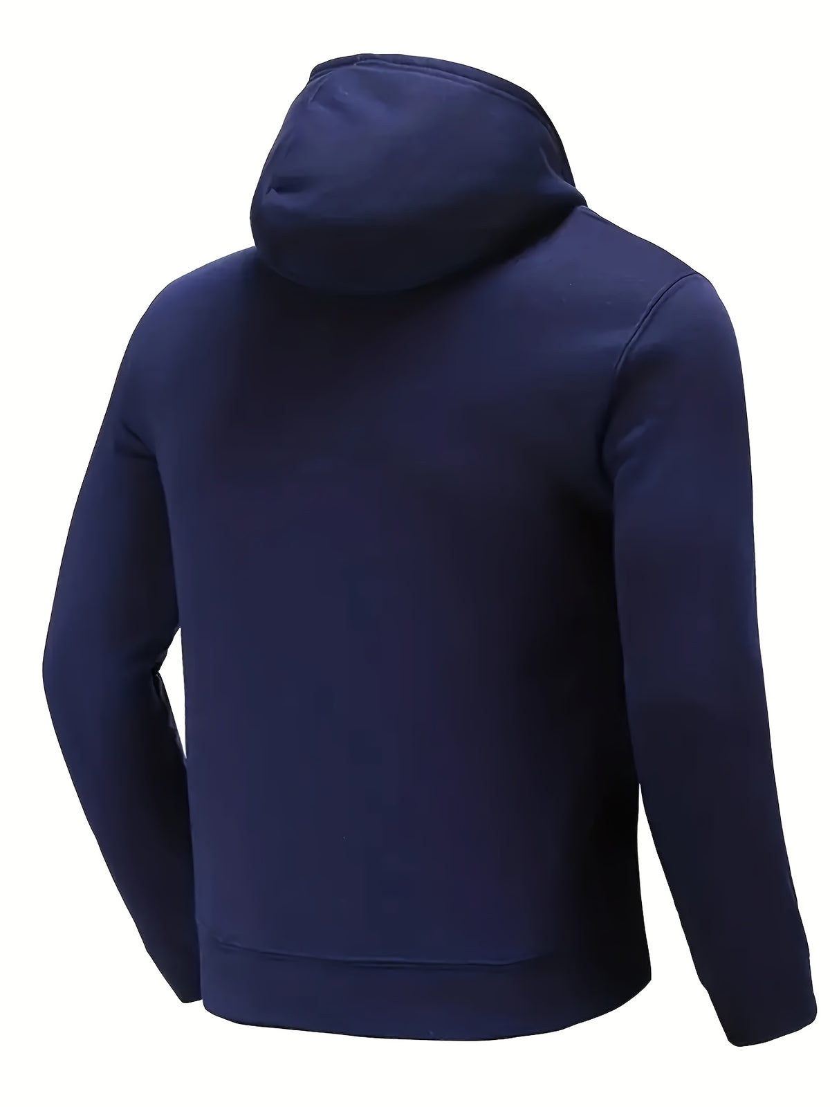 Solid Color Hooded Sweatshirt for Men, Sporty Casual Pullover, Solid Color Long-Sleeve Jacket, Simple and Versatile Warm Top - Navy Color