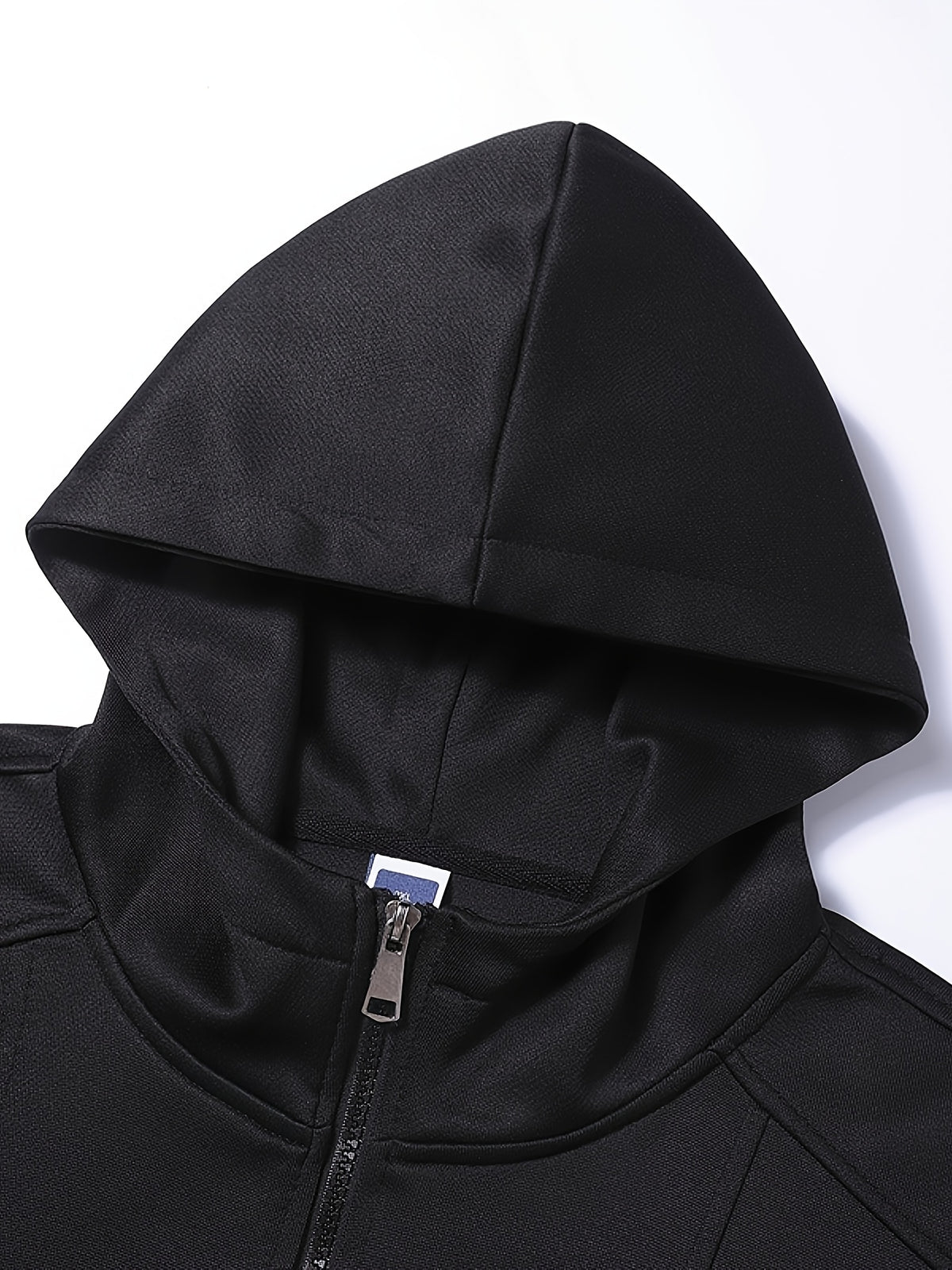 Men's Full-Zip Hoodie, Geometric Patchwork Loose Fit Long Sleeve Hooded Sweatshirt, Casual Streetwear Outerwear with Side Pockets, Thick and Soft Fabric Jacket, Suitable for Daily Walks, Gym, Sports, Outings, and Urban Streetwear - Black