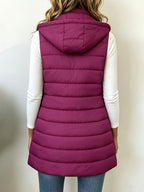 Autumn/Winter Women's Fashion Casual Stand Collar Hooded Vest Padded Coat Warm Outerwear - Deep Red