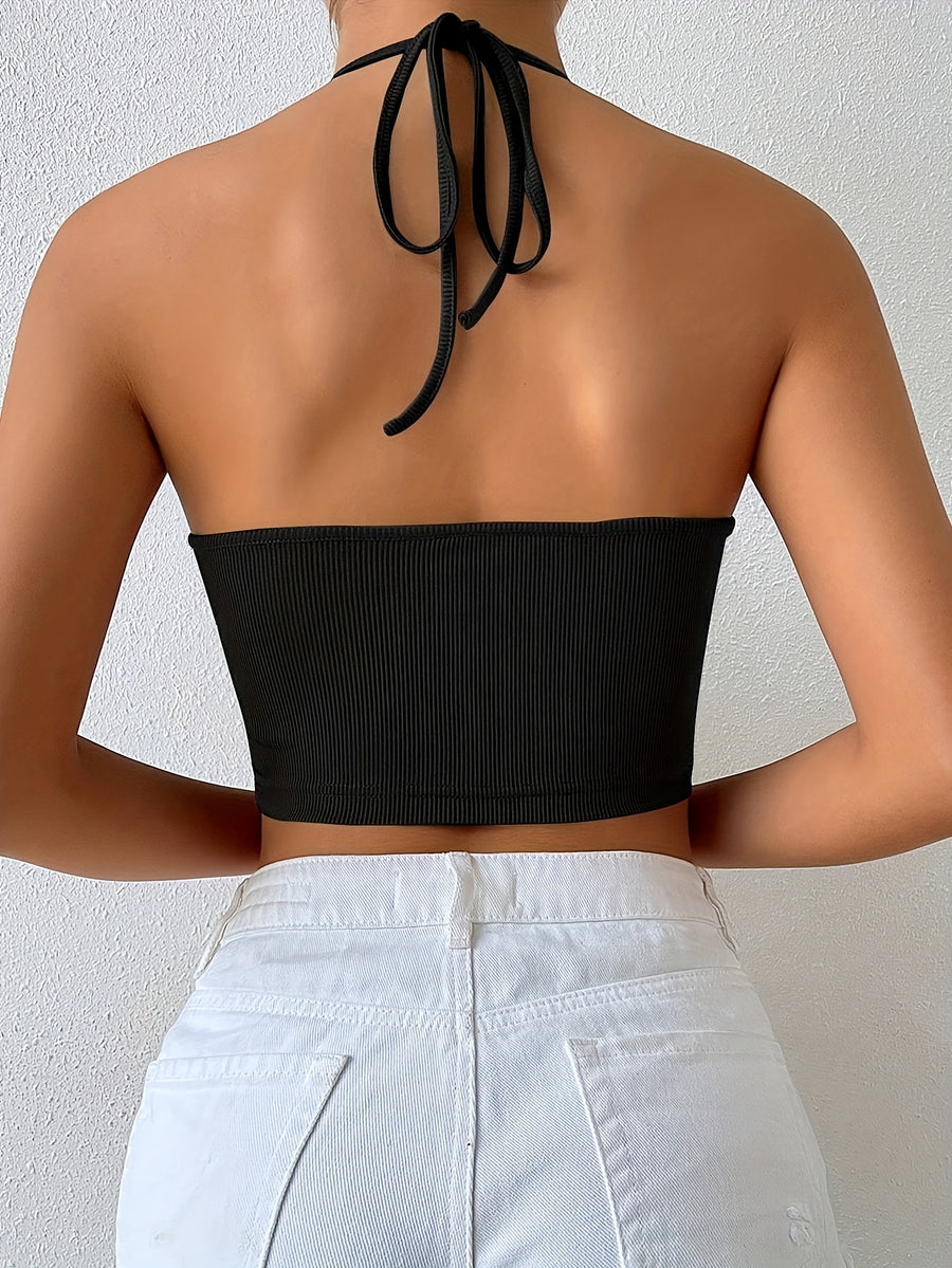 Women'S Leopard Print Hollow-Out Link Design Summer Short Top - Black
