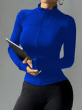 New Women's Casual Quick-Dry Zip-Up Jacket Sport Top - Blue