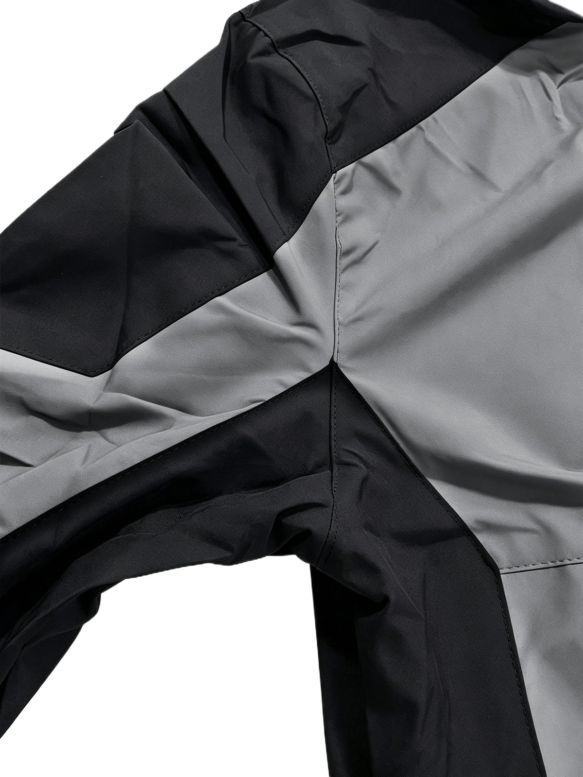 Men's Sport Hooded Jacket, Black Color-Block Windbreaker, Adult Printed Top with Detachable Hood - Grey