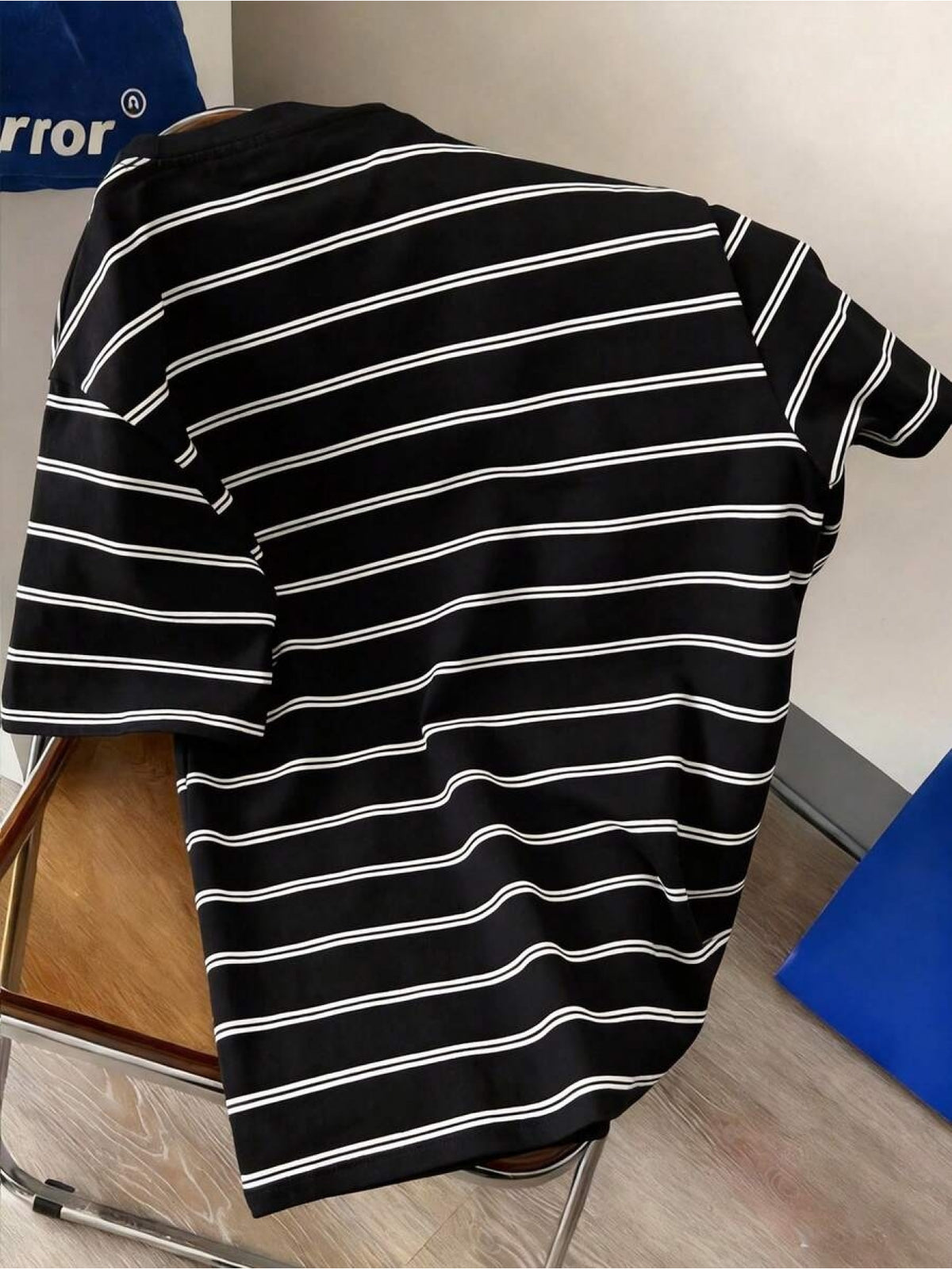 Men'S Trendy Casual Sports T-Shirt, Japanese Classic Black And White Striped Print Design, Fashionable Thin And Breathable Tee, Machine Washable Casual Short Sleeve Top - Mixed colors