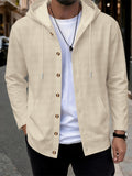New Fall Winter Men'S Cardigan Hoodie - Button-Front Sporty Casual Sweatshirt, Soft And Comfortable, Versatile Streetwear Gentleman Top Winter Clothes for Men - Khaki
