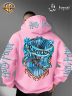 Warner Bros. Official, Trendy Cool American Street Style Harry Potter Badge Print Hooded Sweatshirt, Unisex American Street Style Long-Sleeve Top, Suitable for Daily and Outdoor Activities, an Excellent Warm Outerwear Choice for Autumn and Winter! - Pink