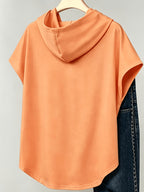 1pc Minimalist Black And White Butterfly Cold Style Advanced Print Y2K Style Women'S Sportswear Hooded Loose Design Soft And Comfortable Top Elegant Fashionable T-Shirt Hooded Short Sleeve - Orange-Red