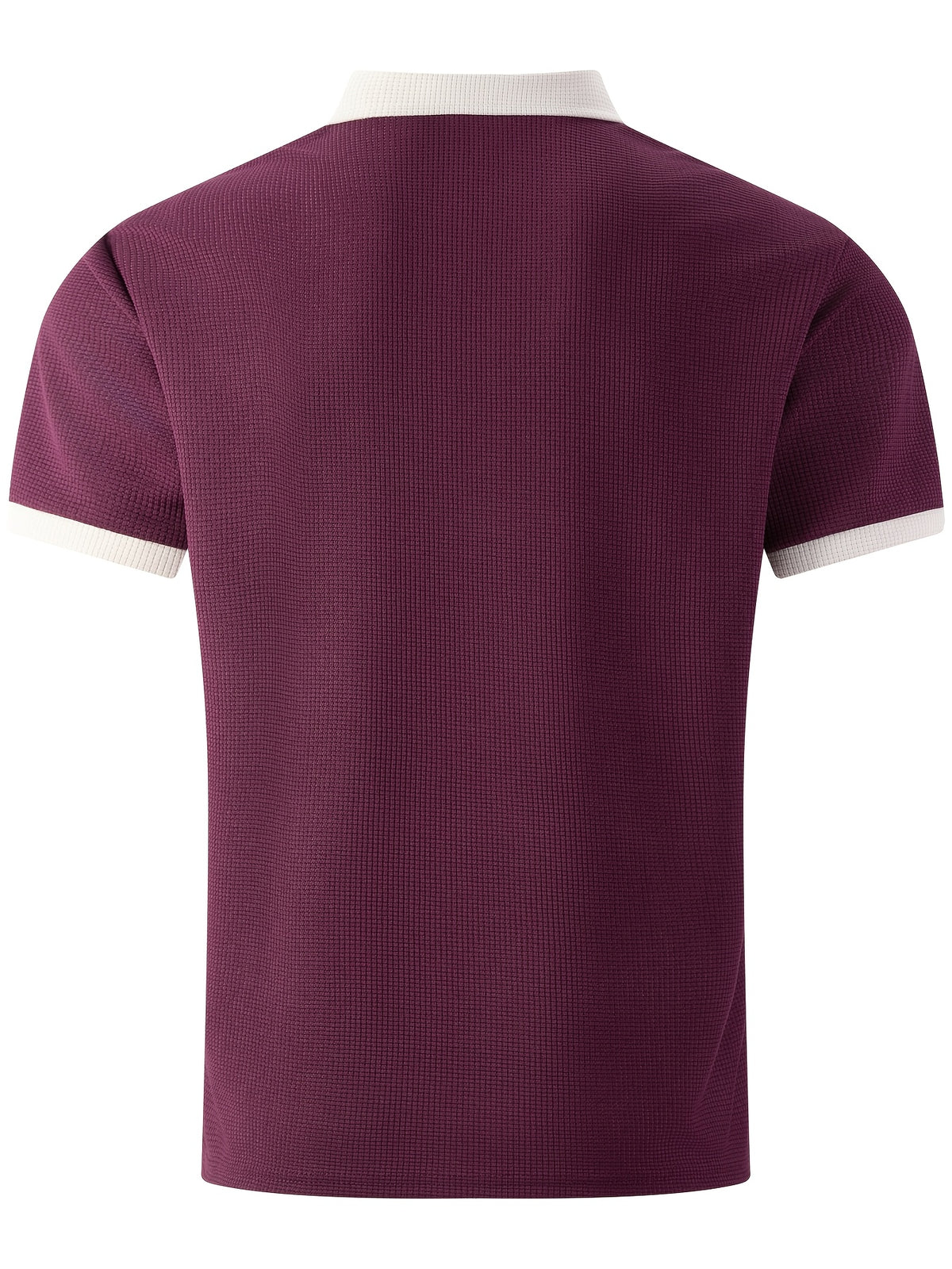 High-quality Men's Design Zippered Short-sleeved Polo Shirt, Contrasting Color Collar Design, Soft Fabric, Comfortable Experience, Versatile and Trendy Style, Suitable for Various Occasions Such as Traveling, Shopping, Casual Walking, Etc. - Red