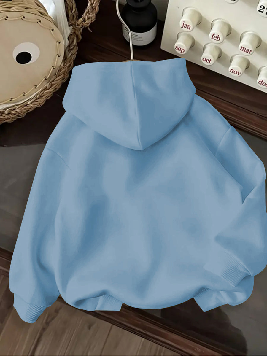 RUEPEI A Women'S Comfortable Thickened Fleece Hoodie, Machine Washable - Suitable for And Casual Wear, Ideal for Hoodies - Light Blue