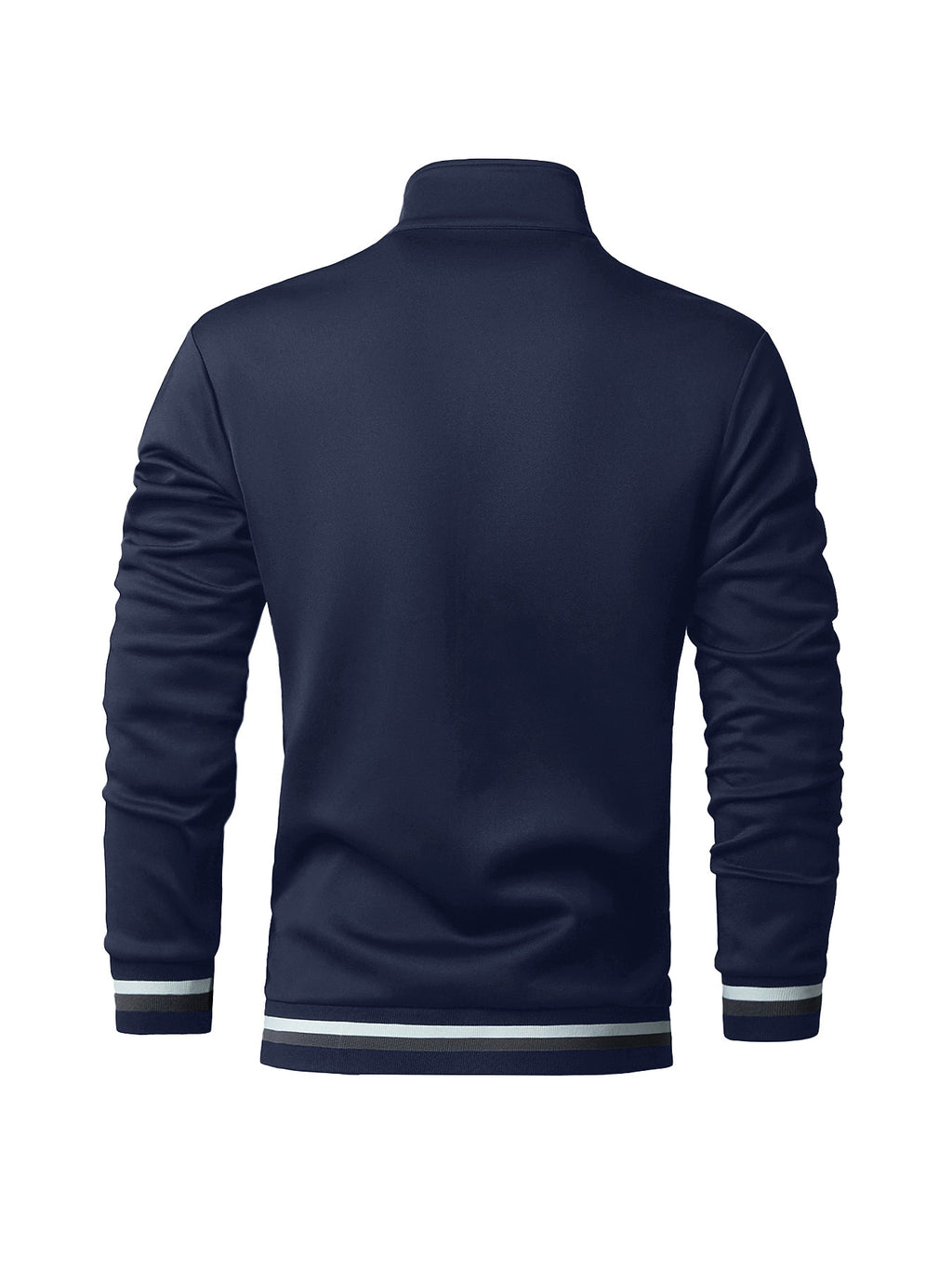 Men's Italian Shield Logo Baseball Jacket - High Collar Winter Warm Zipper Outerwear, Italian Shield Emblem & Ribbed Stripes, Machine Washable Fall/Winter Jacket for Casual & Wear - Starry Blue