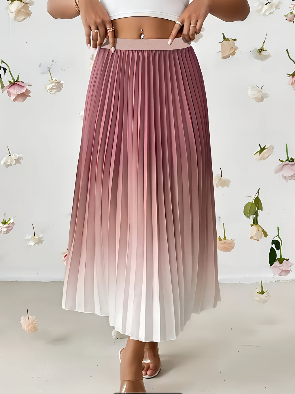 Women'S Pleated Skirt - Burgundy