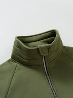 Men's Fashion Raglan Sleeve Sweatshirt with Half-Zip Open Neckline, Autumn/Winter Casual Versatile Long-Sleeve Sweatshirt - Olive Green