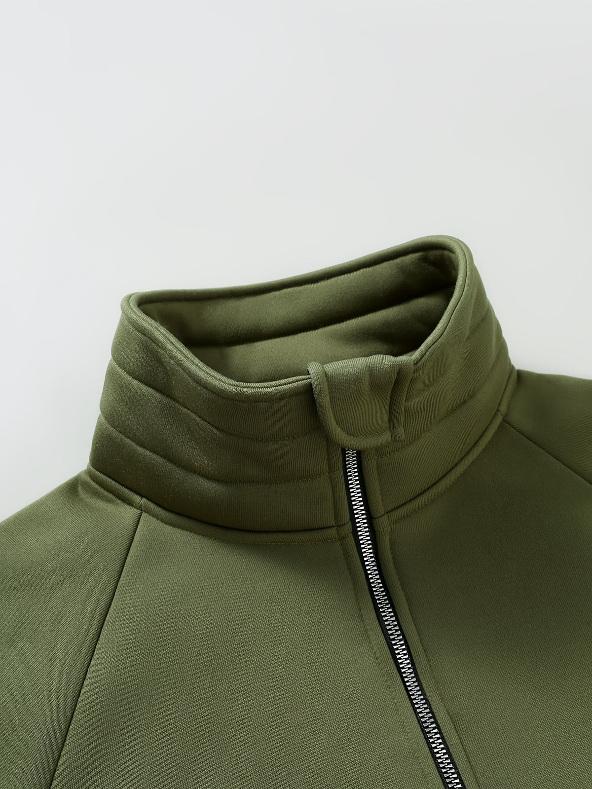 Men's Fashion Raglan Sleeve Sweatshirt with Half-Zip Open Neckline, Autumn/Winter Casual Versatile Long-Sleeve Sweatshirt - Olive Green