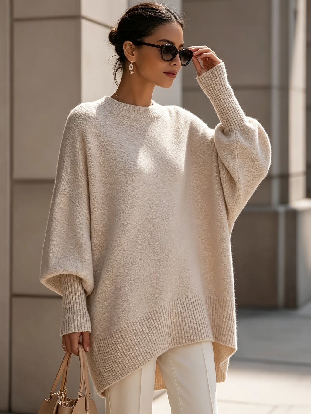 New Autumn/Winter Loose-Fit Crewneck Sweater for Women, Soft, Skin-Friendly, and Flowy for a Effect, Simple and Versatile for Daily Commuting - Apricot