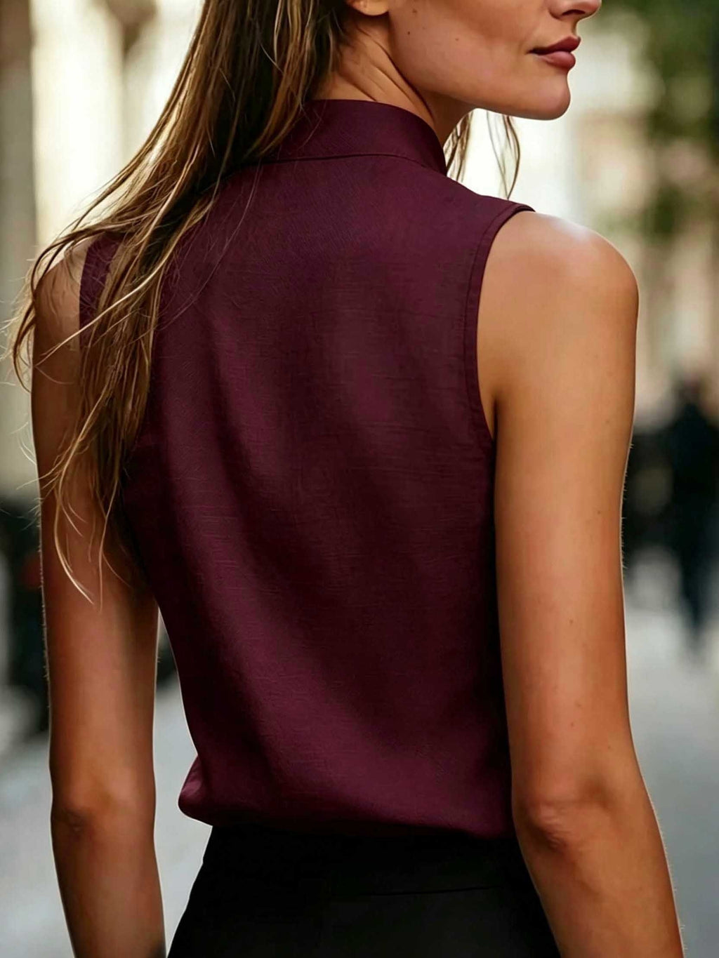 Women's Summer Solid Color V-Neck Sleeveless Casual Elegant High-Quality Shirt, Suitable for Occasions Such as Carnivals, Labor Day,, Travel, the Beach, and the Streets. Summer Top, Business Casual Women's Top, Vest Top for Women, Latest Women's Top - Burgundy