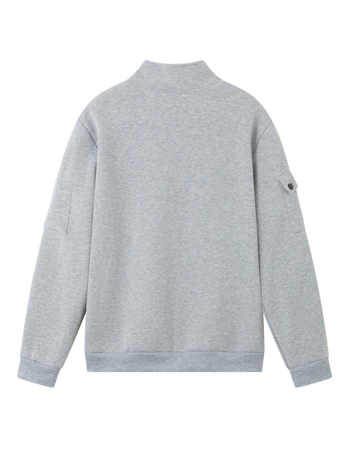 Spring and Autumn Men's Half-Zip Sweatshirt with Print, Loose Fit, Stand-Up Collar, Casual Sport Pullover - Light Grey