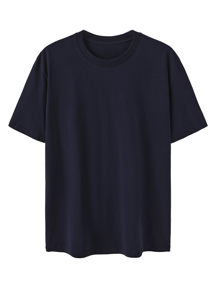 Men's New Style Pure Cotton Short Sleeve Crew Neck T-Shirt with Palm Tree Sunset Print, Suitable for Vacation, Daily Casual Wear, Comfortable, Soft, Breathable, Summer Essential - Navy Color