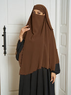 1pc Fashionable, elegant and casual three-layer chiffon fabric solid color suitable for daily wear, loose and comfortable Women's abaya headscarf.sarees for women indian wedding robe aid femme abayas for women muslim jilbab femme khimar hijab - Coffee Brown