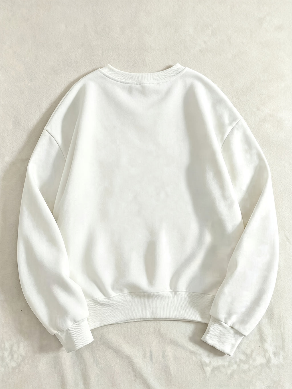 Fall Winter Essential V-Neck Warm Sweatshirt, Printed Pattern Design, Thickened And Fleece-Lined Comfortable Soft, Suitable for Various Dressing Styles, Perfect for Layering, Matching with Various Bottoms, Daily Office Commute - White