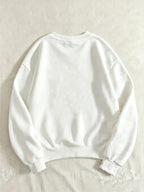 Fall Winter Essential V-Neck Warm Sweatshirt, Printed Pattern Design, Thickened And Fleece-Lined Comfortable Soft, Suitable for Various Dressing Styles, Perfect for Layering, Matching with Various Bottoms, Daily Office Commute - White