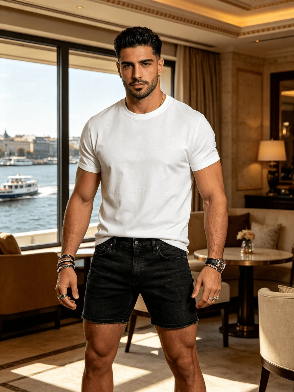 Men's Spring/Summer Solid Color T-Shirt, Short-Sleeve Top, Casual and Breathable, Suitable for Commuting and Outings, Fashionable, Trendy, Simple, and Versatile, a Casual Essential - White