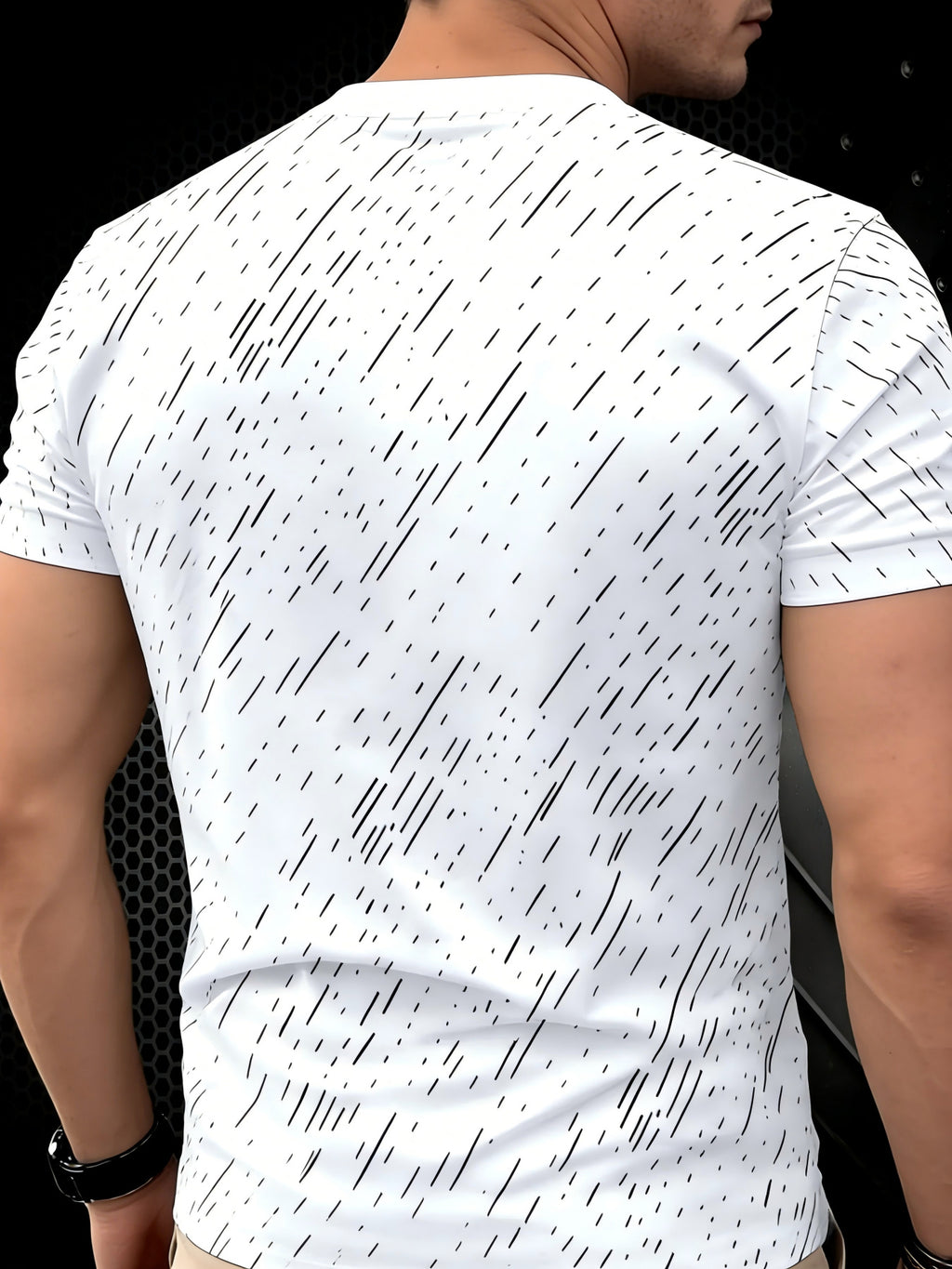 Black Twill Line Digital Printing T-Shirt, Minimalist Men'S Casual Short-Sleeved Shirt, Versatile Commuter Men'S Short-Sleeved T-Shirt, Cool And Breathable, Skin-Friendly And Comfortable, a Perfect Gift - Mixed colors