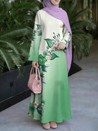 New Middle Eastern Style Muslim Elegant Robe, Featuring Middle Eastern Ethnic-style Prints and a Long Skirt Design, Suitable for Eid Al-Fitr and Eid Al-Adha. This Loose, Comfortable, and Breathable Long-sleeve Dress Is Perfect for Commuting - Mixed colors